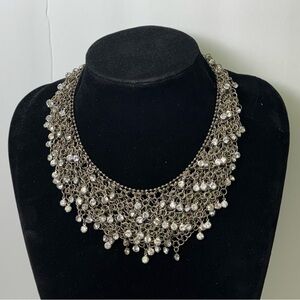 RJ‎ Graziano Metal & Crystal Bib statement necklace EUC